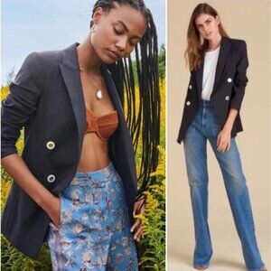 Veronica Beard Navy Double-Breasted Blazer